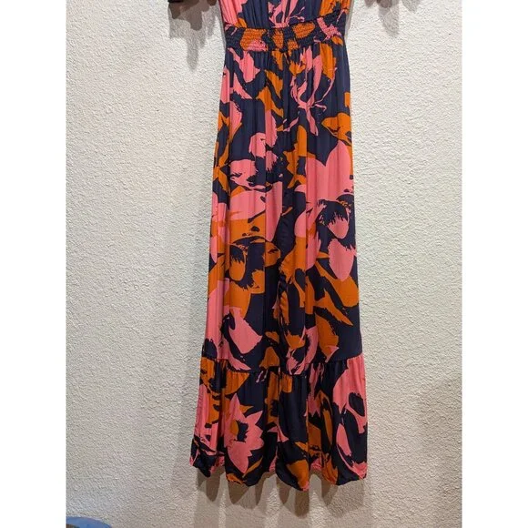 Anthropologie Abel The Label Clare Floral High Low Dress  Size Small Blue Orange - Picture 11 of 13
